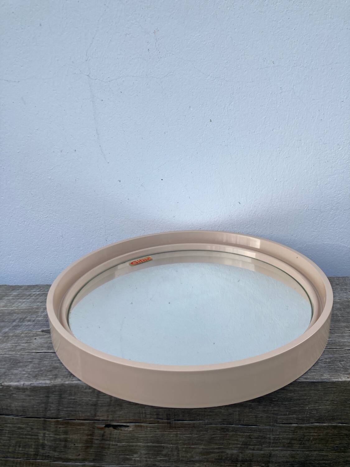 Miroir rond 1960 beige