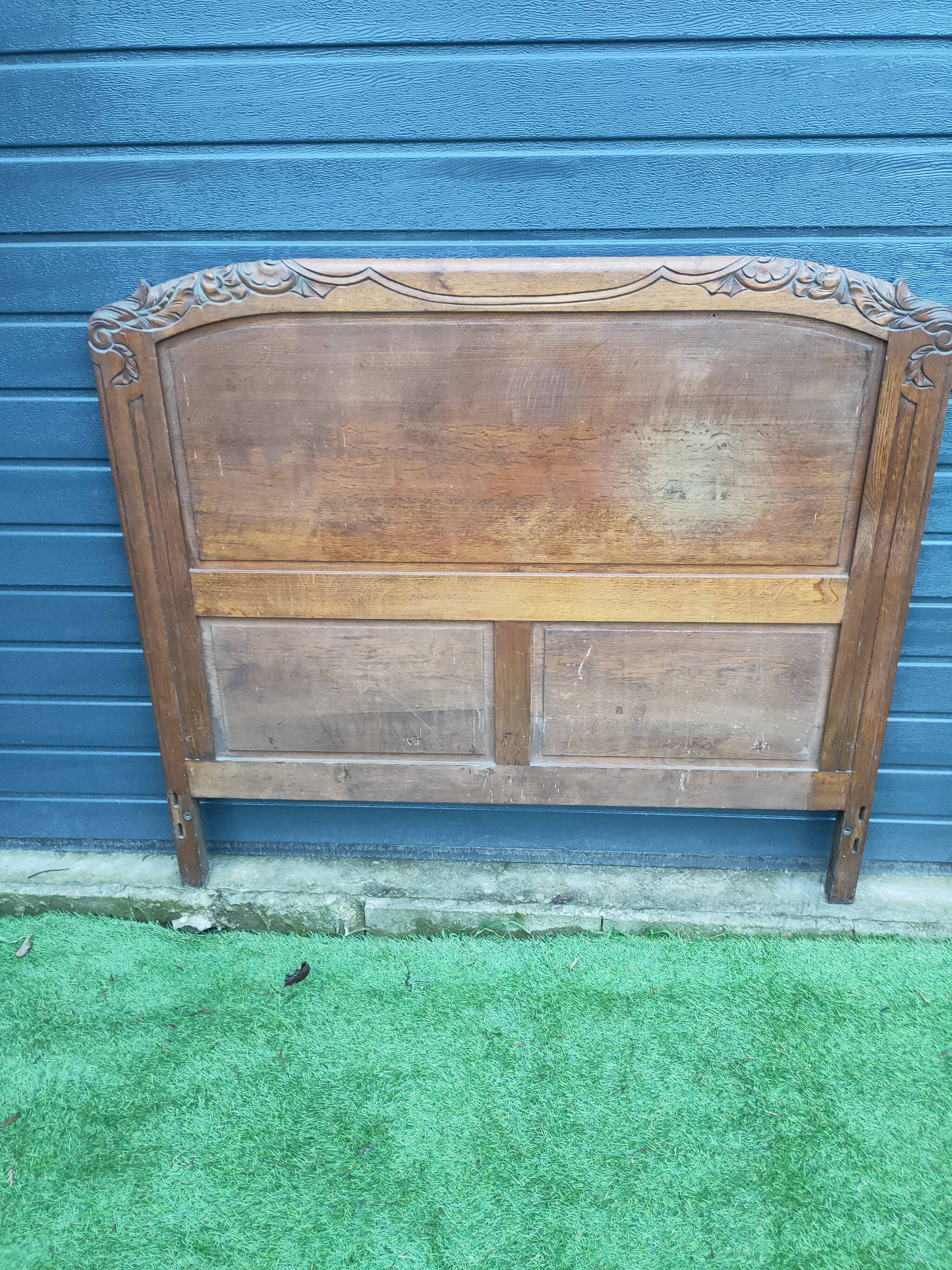 1950s solid oak headboard