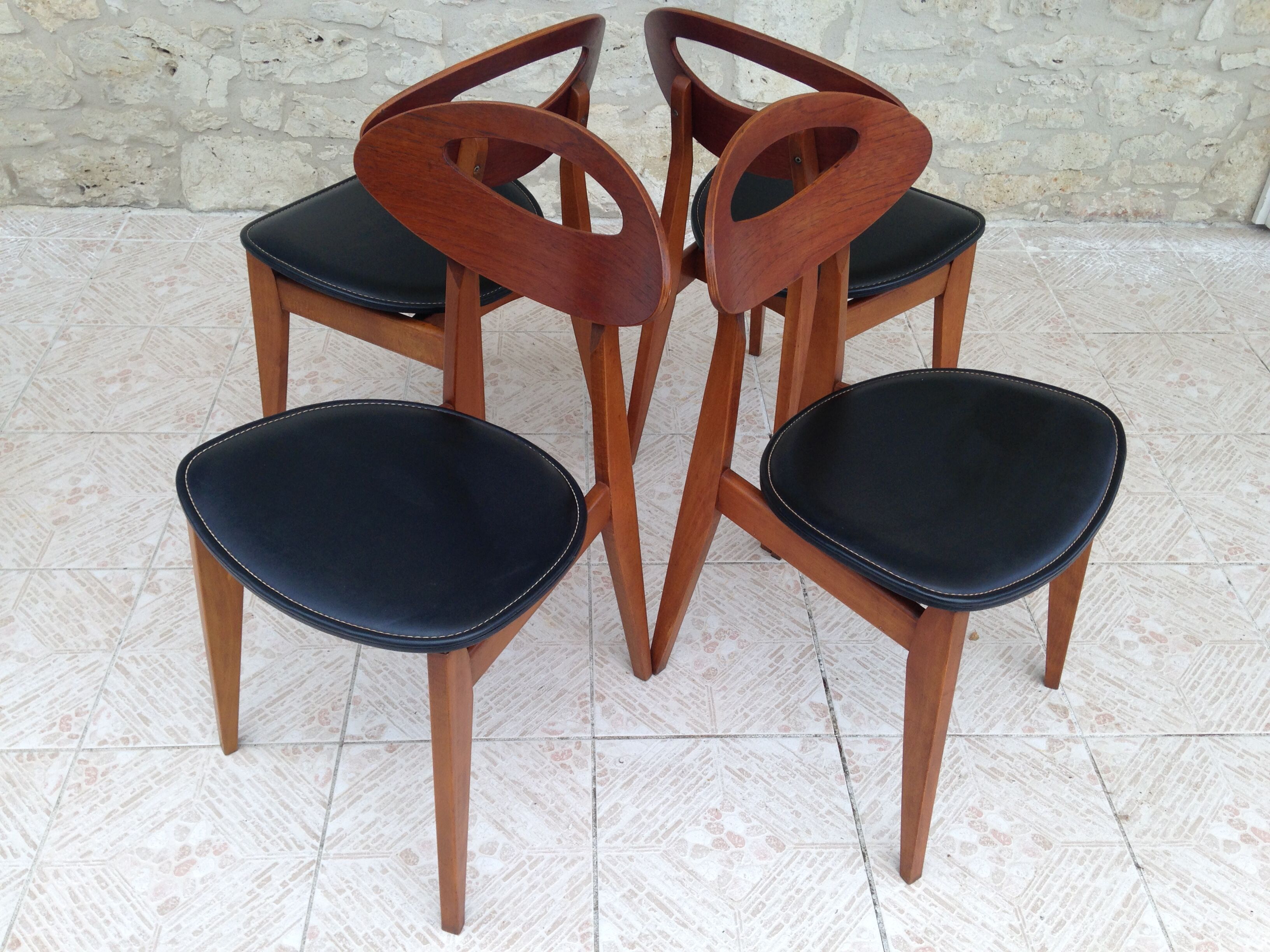 Set of 4 vintage chairs by Roger Landault for the Sentou House