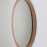 Cristal Arte Pink Oval Rosé Mid-Century Wall Mirror, Italy, 1960s