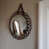 Rattan round mirror - $54