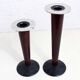 Pair of wood and stone candlesticks