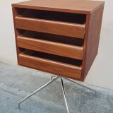 Storage cabinet 3 teak drawers on chrome legs