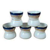 Set of 5 blue and gold porcelain egg cups – elegant vintage