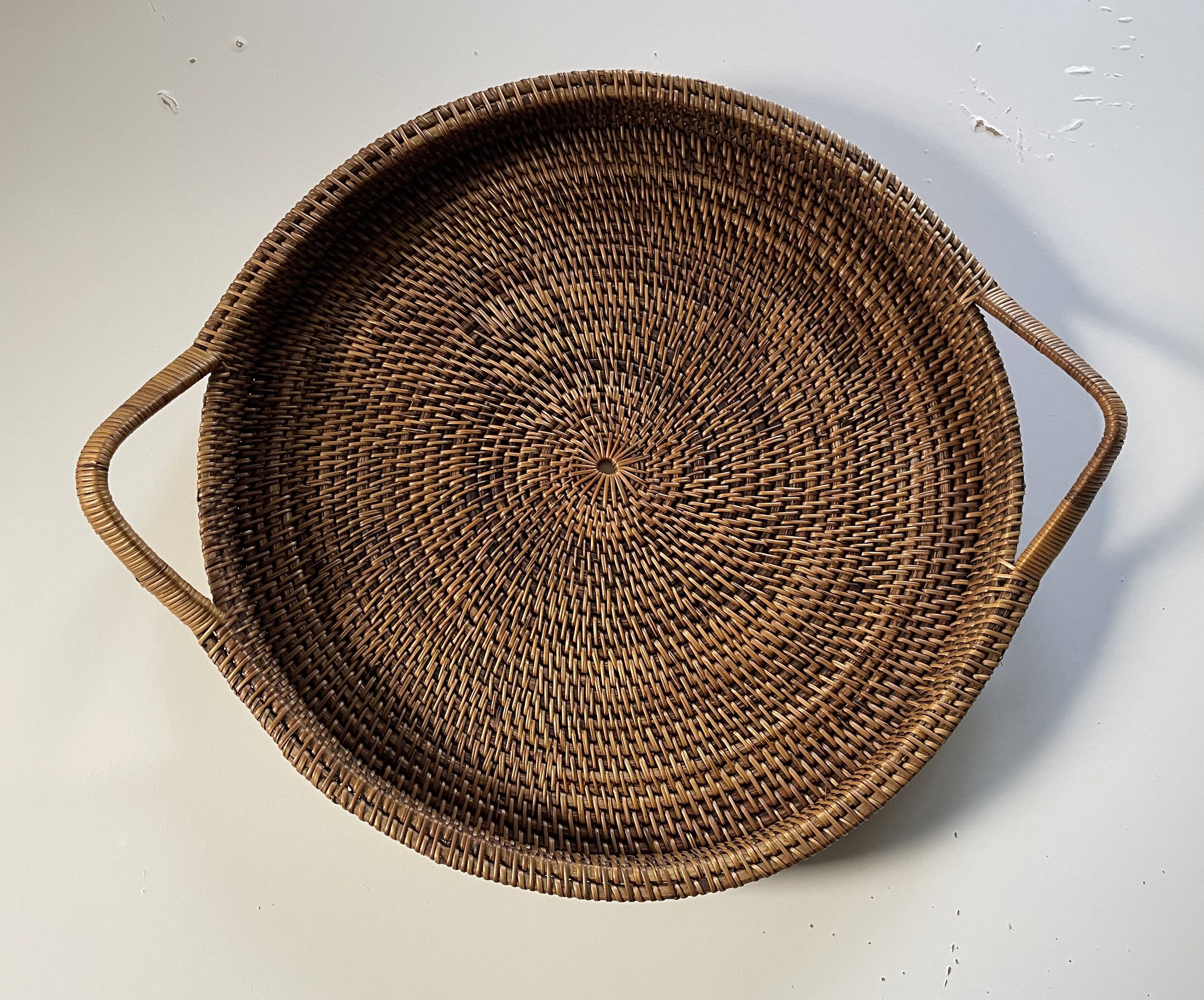 XXL woven rattan tray diameter 46 cm