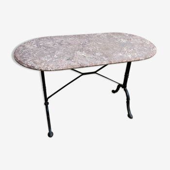 Table bistrot marbre et pied en fonte