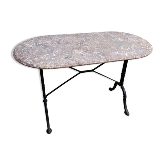 Table bistrot marbre et pied en fonte
