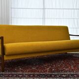 Scandinavian-style yellow boucle sofa with folding function, 1960s