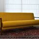 Scandinavian-style yellow boucle sofa with folding function, 1960s