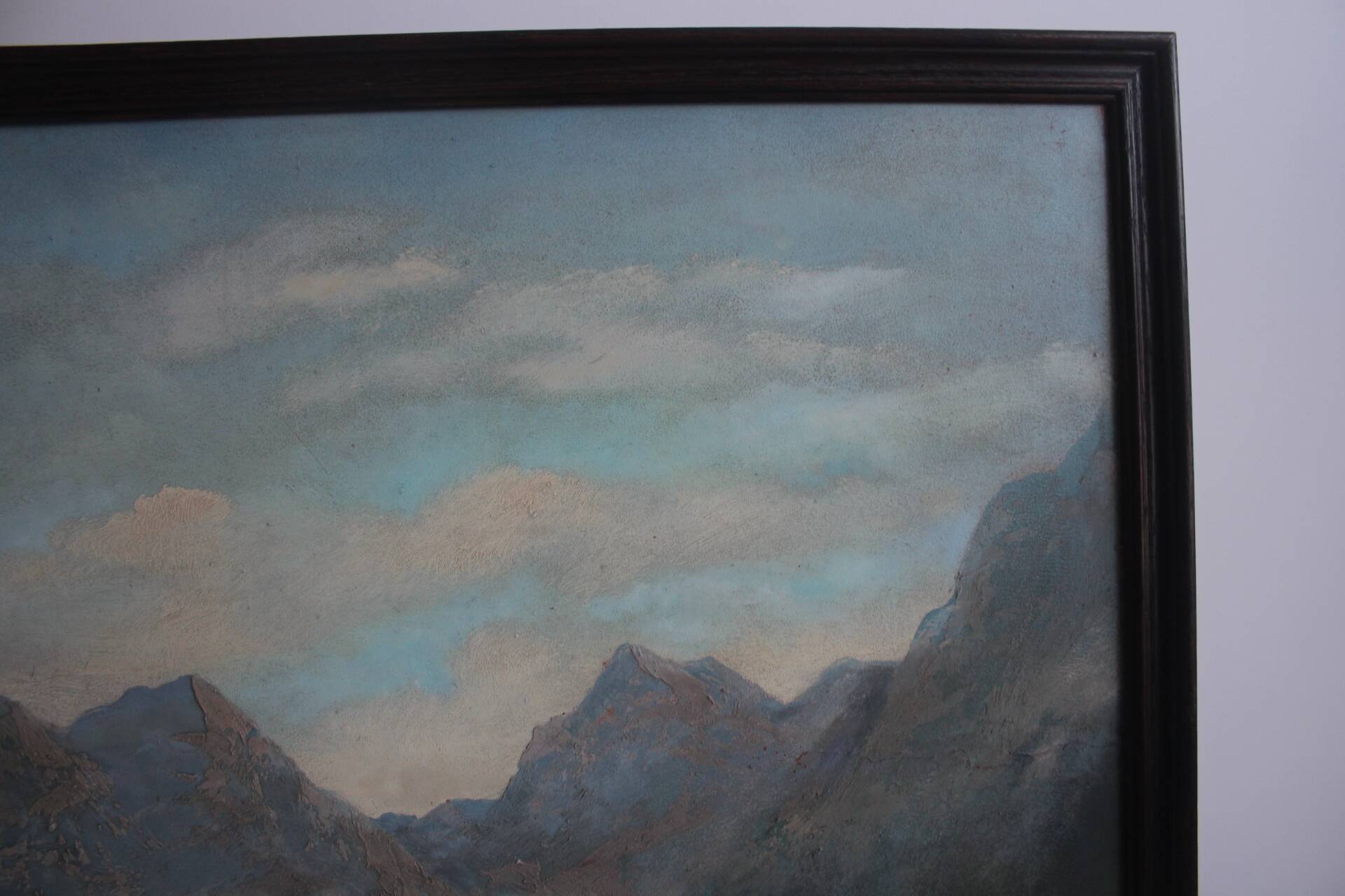 Hand painted painting, oil on fiberboard, signed, Czechoslovakia, 1960's.