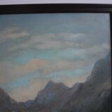 Hand painted painting, oil on fiberboard, signed, Czechoslovakia, 1960's.