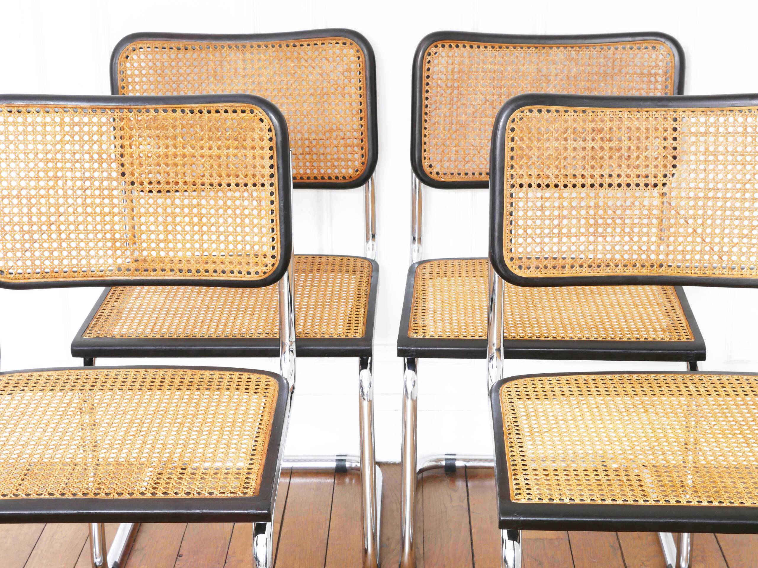4 Cesca B32 Breuer chairs made in Italy - re-caned seats.