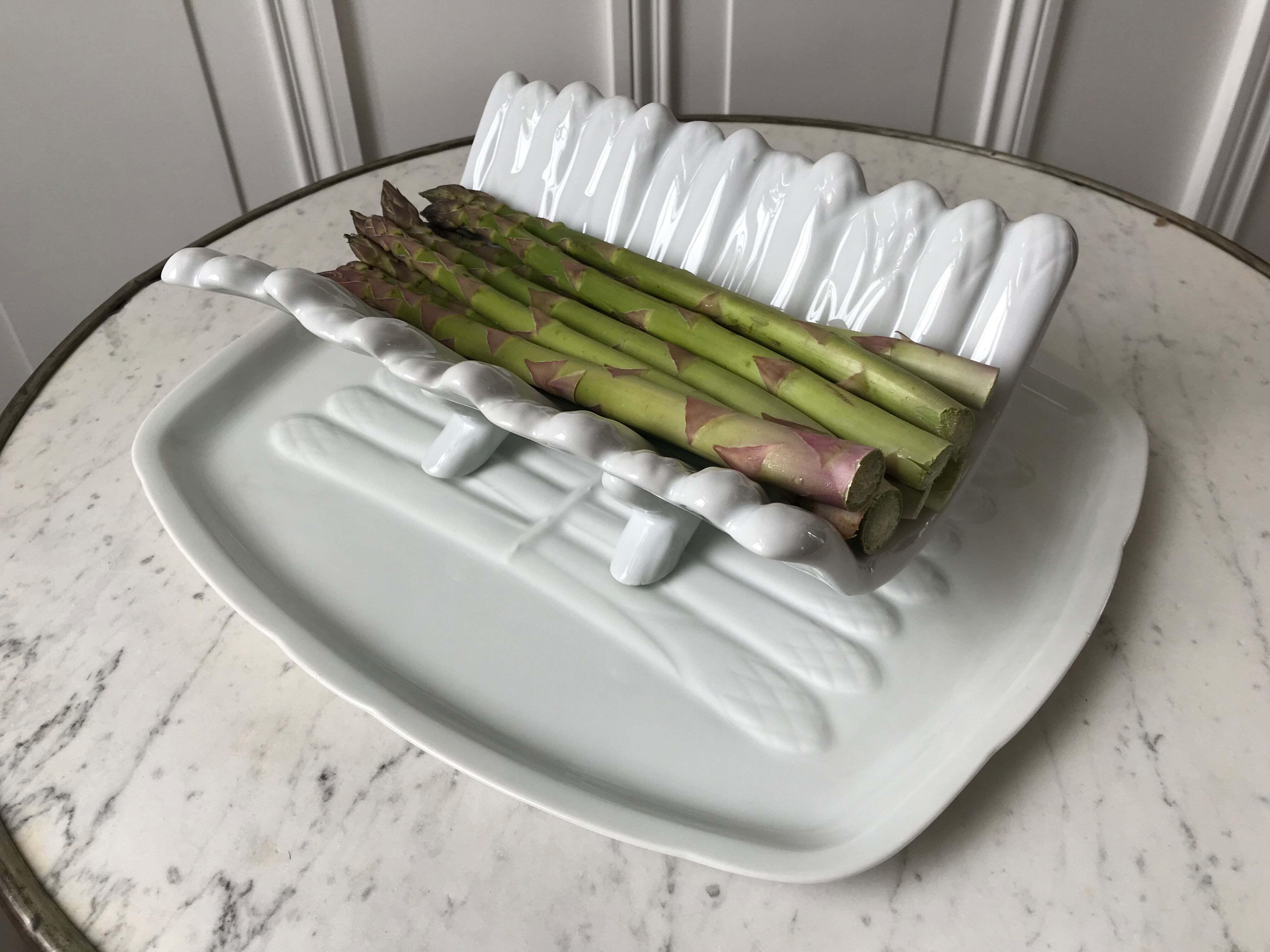 Asparagus dish in slurry early twentieth century