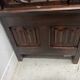 Gothic style carved oak chest bench, 19th century