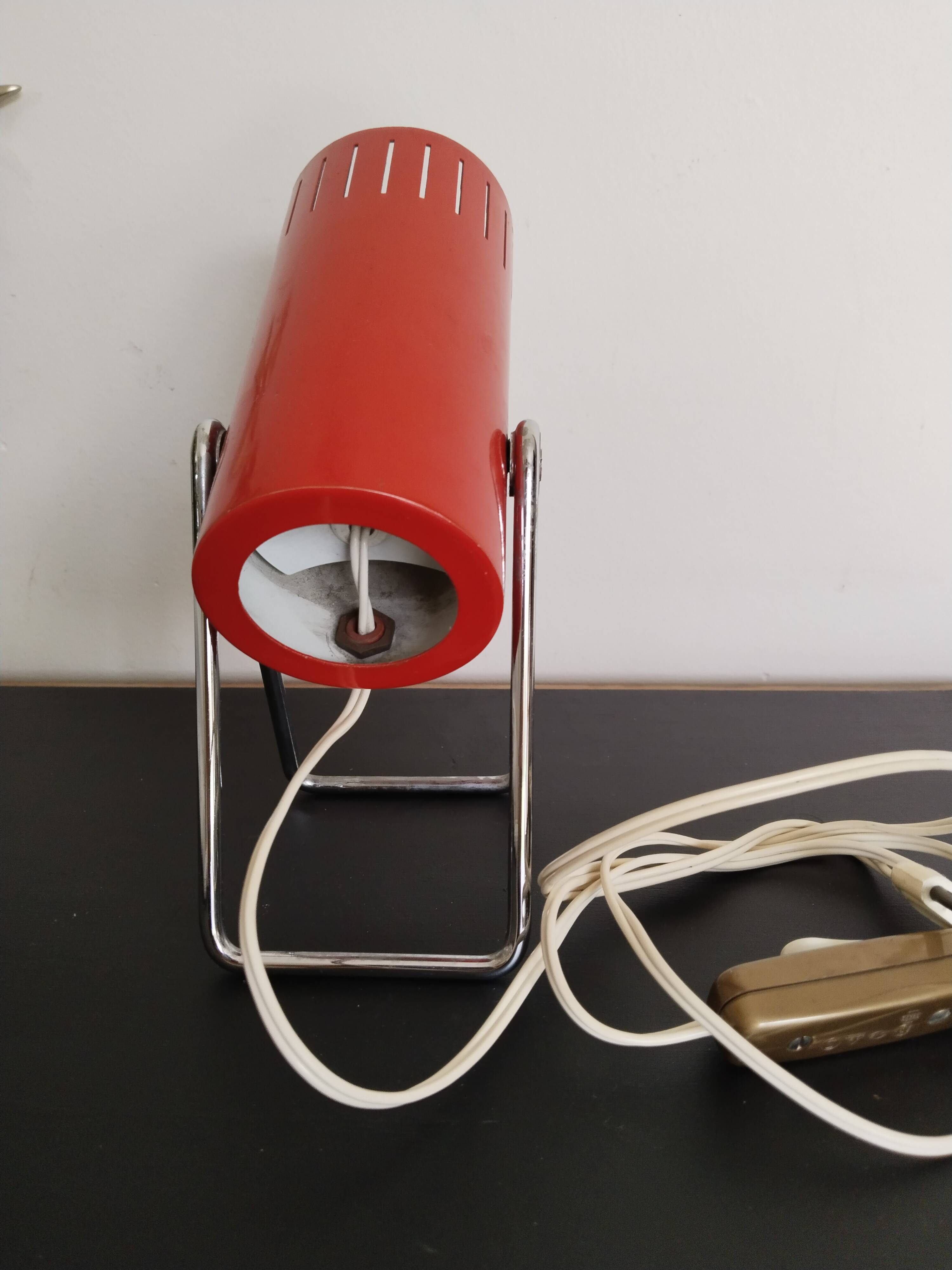 Lampe à poser , spot rouge , années 50