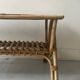 Large Audoux style coffee table in bamboo, rattan & ceramic, France 60
