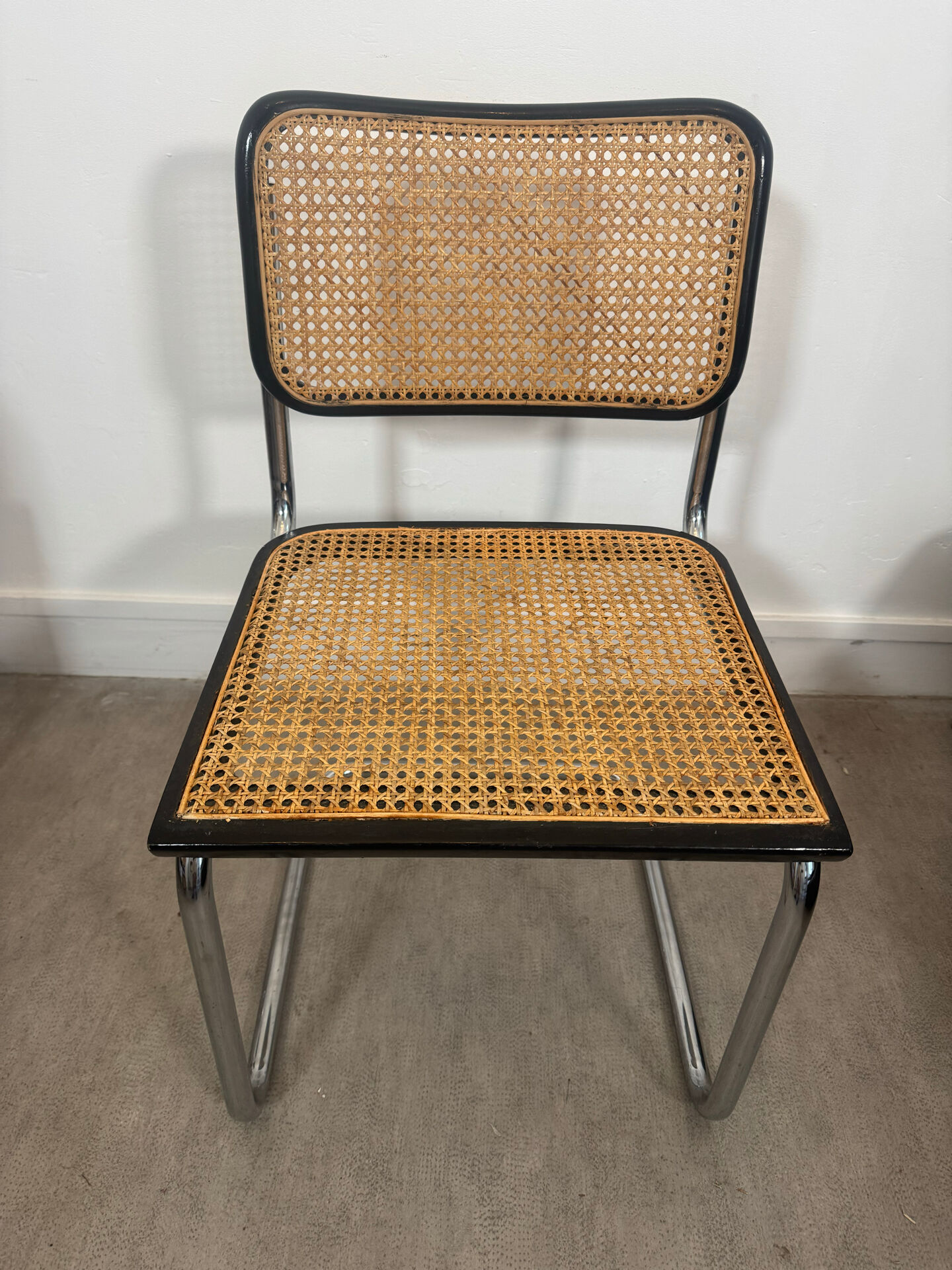 Black Cesca chair by Marcel Breuer B32 made in Italy.