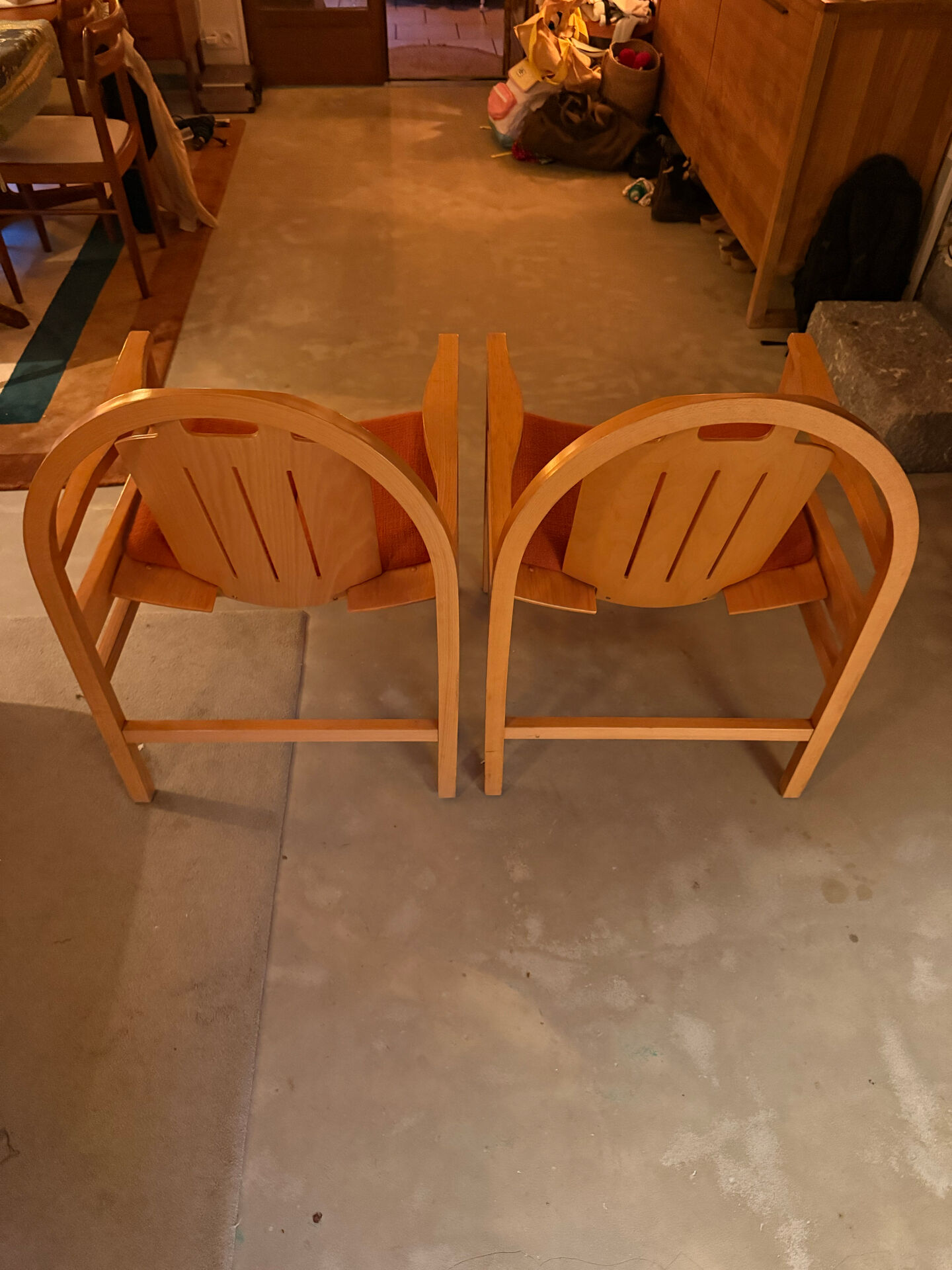 Pair of vintage Baumann armchairs – 1960s/70s design – Light wood