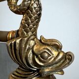 Magazine rack in brass and smoked glass, Maison Jansen style, 1950s