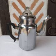 Silver metal coffee maker with glass cap
