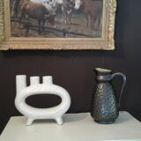 Large Ceramic Ring vase 3 collars Japan XXth