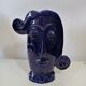 Vase visage faïence émaillée bleue design XXe Sandra Corina Paris