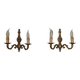 Pair of double wall sconces in bronze in traditional mid-century French style 5163