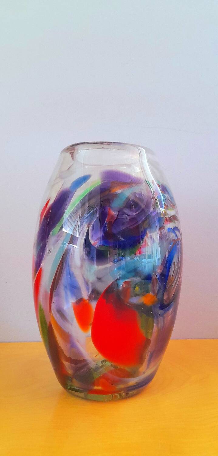 Multicolored Murano glass vase