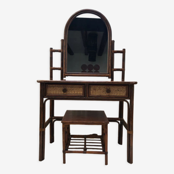 Rattan dressing table with her stool