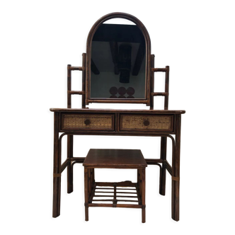 Rattan dressing table with her stool