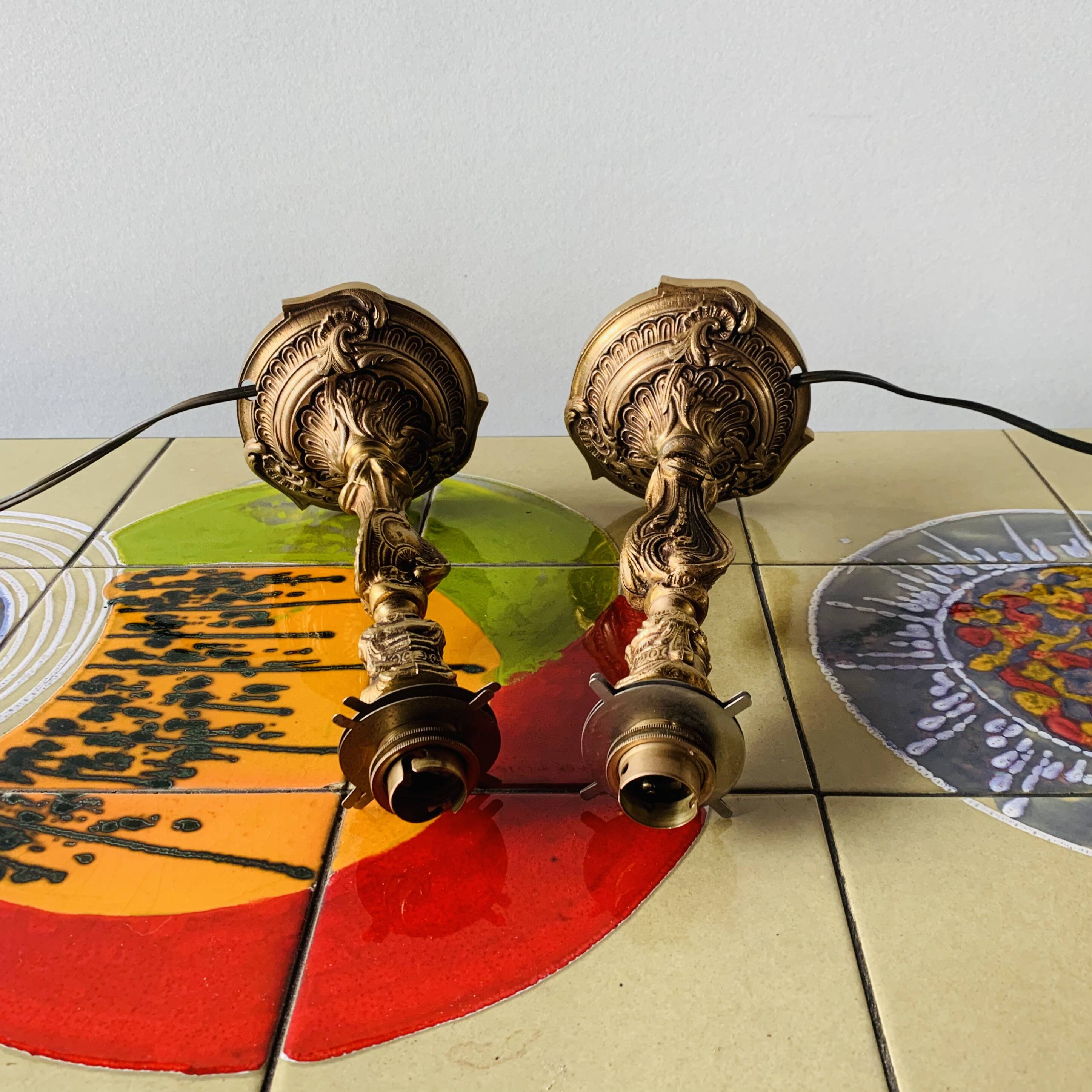 Pair of vintage brass lamps