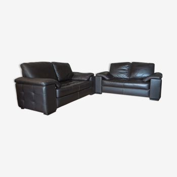 BMarly sofas 2 places brown grained leather