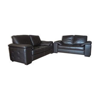 BMarly sofas 2 places brown grained leather