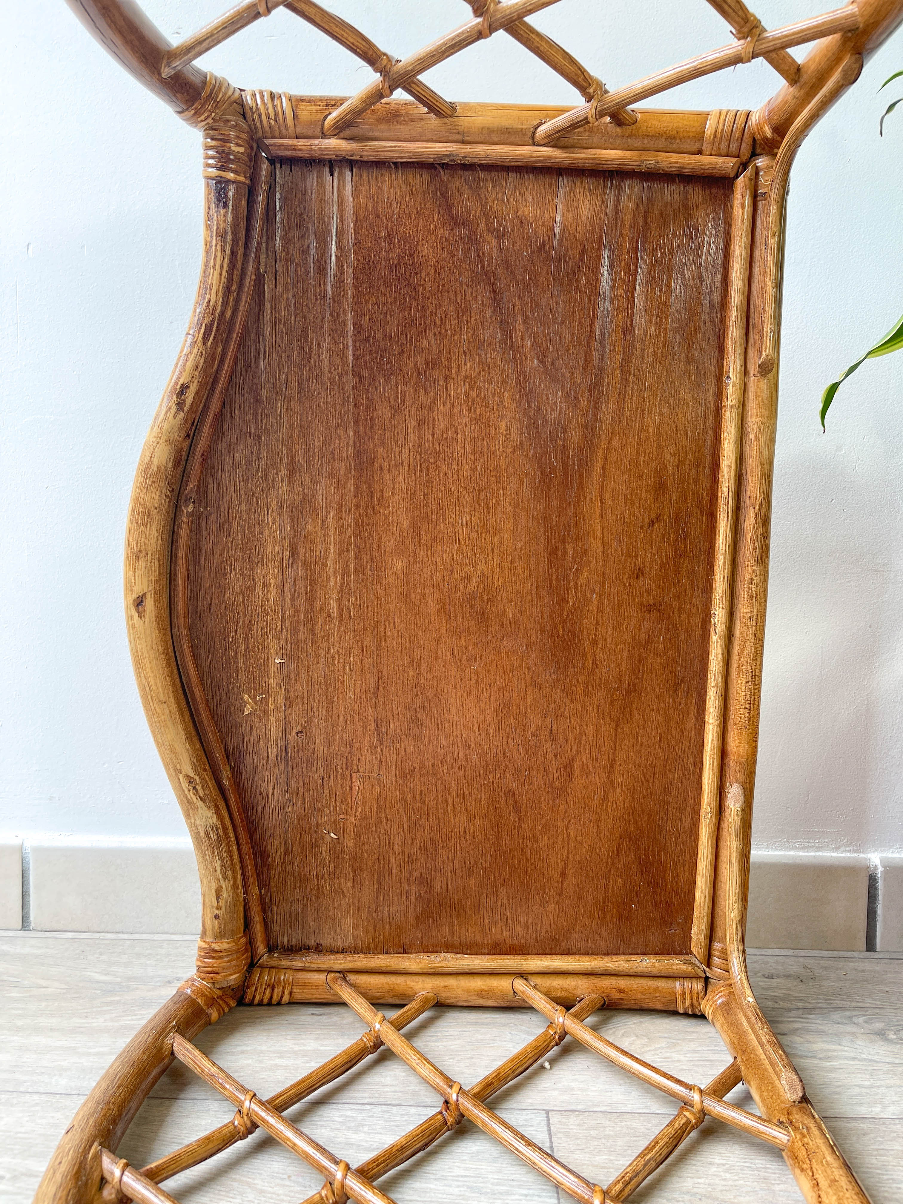 Vintage trundle tables in bamboo and rattan