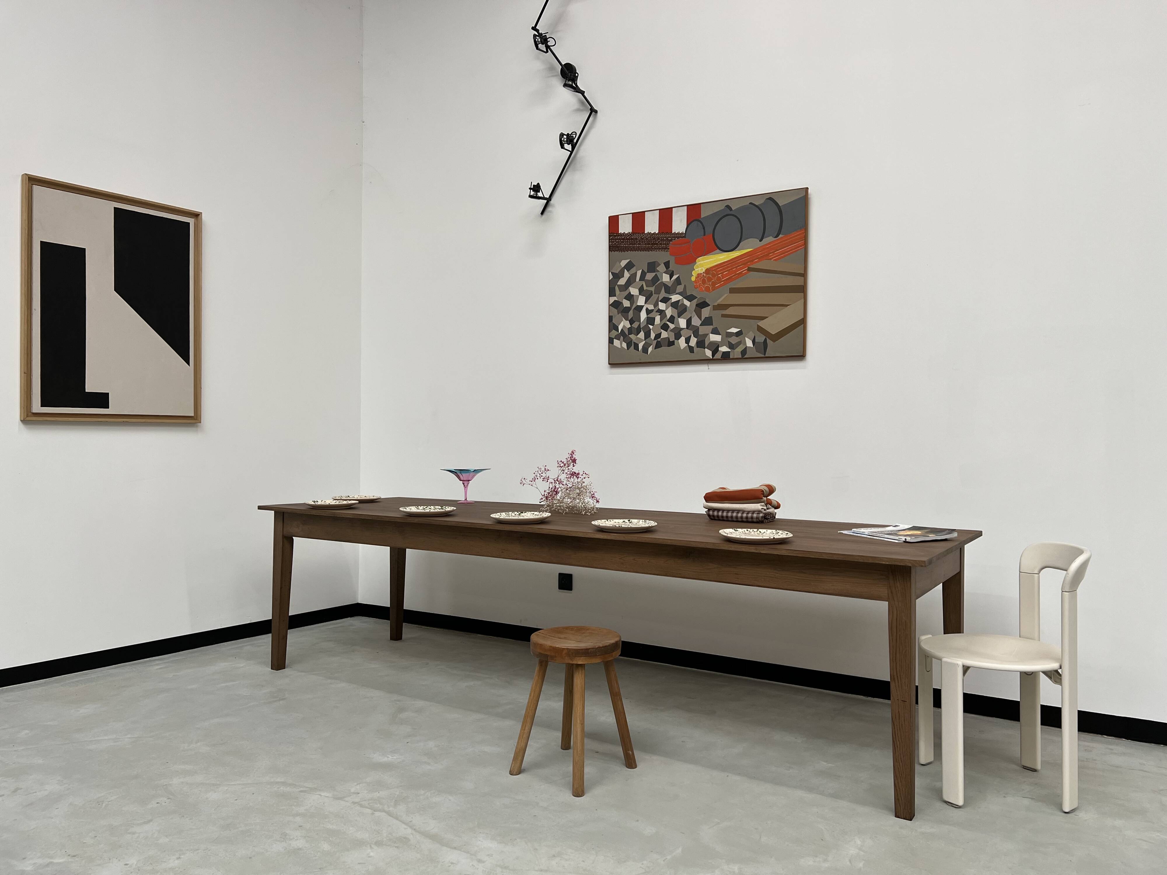 "Dark Brown" farmhouse table in solid oak, 300 x 90 cm