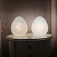 Set of 2 vintage white glass table lamps, 80s