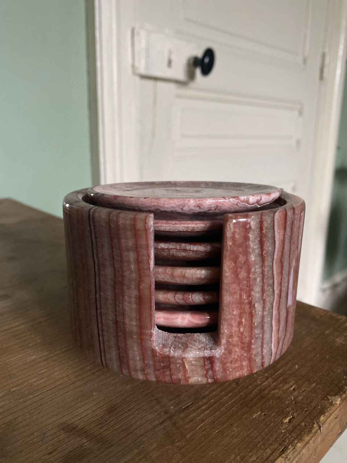 Set de 6 sous verre en pierre rose
