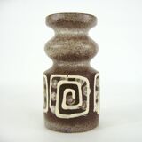 Small brown and beige ceramic vase - VEB Haldensleben - vintage 60s