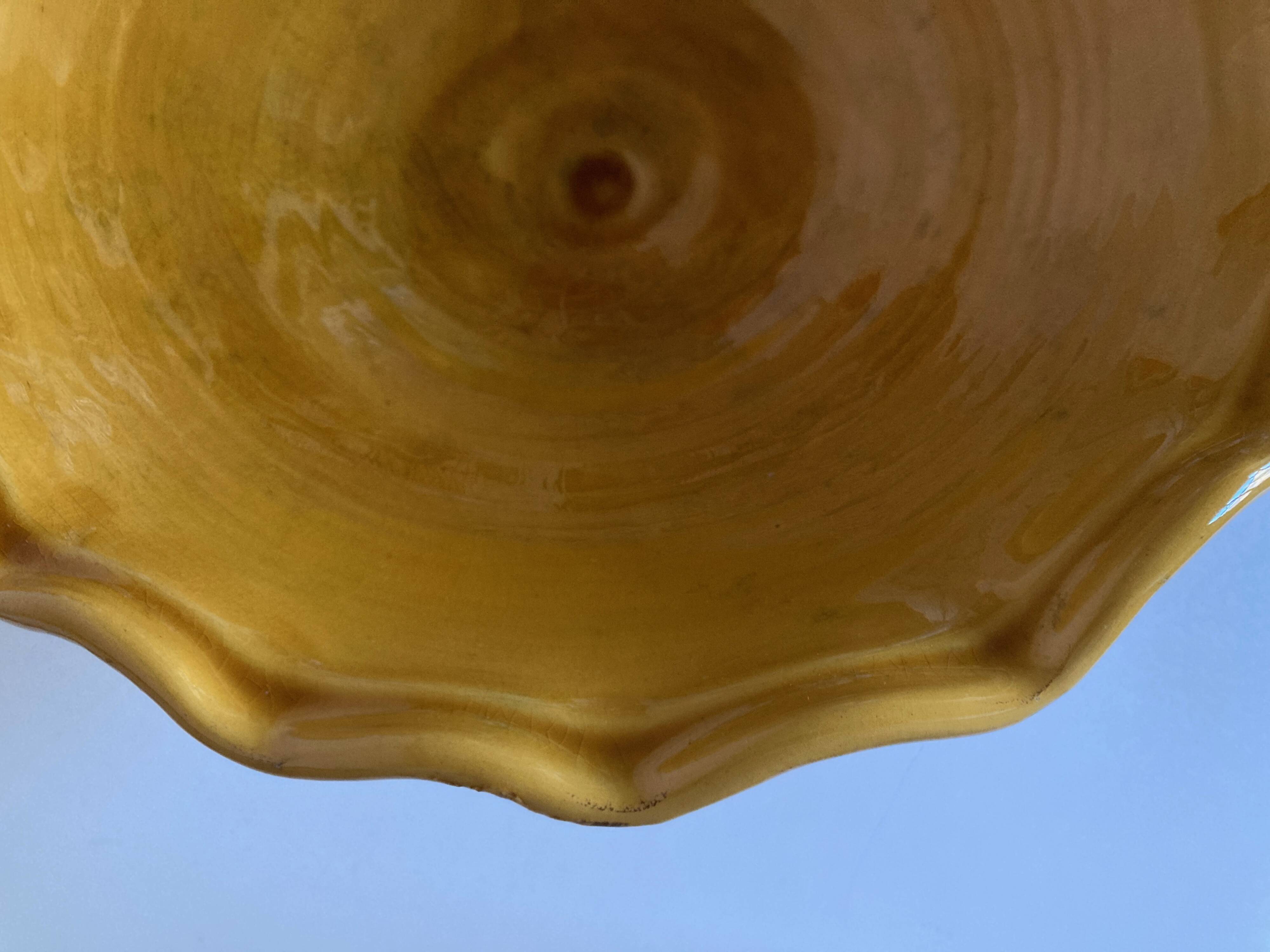 XXXL wavy bowl in glazed terracotta 1950 Provence