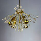 Emil Stejnar Sputnik chandelier for Rupert Nikoll, brass & crystal, Vienna, 1950s