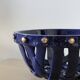 Large cobalt blue openwork bowl with golden studs
