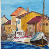 Old marine painting from the 20th century