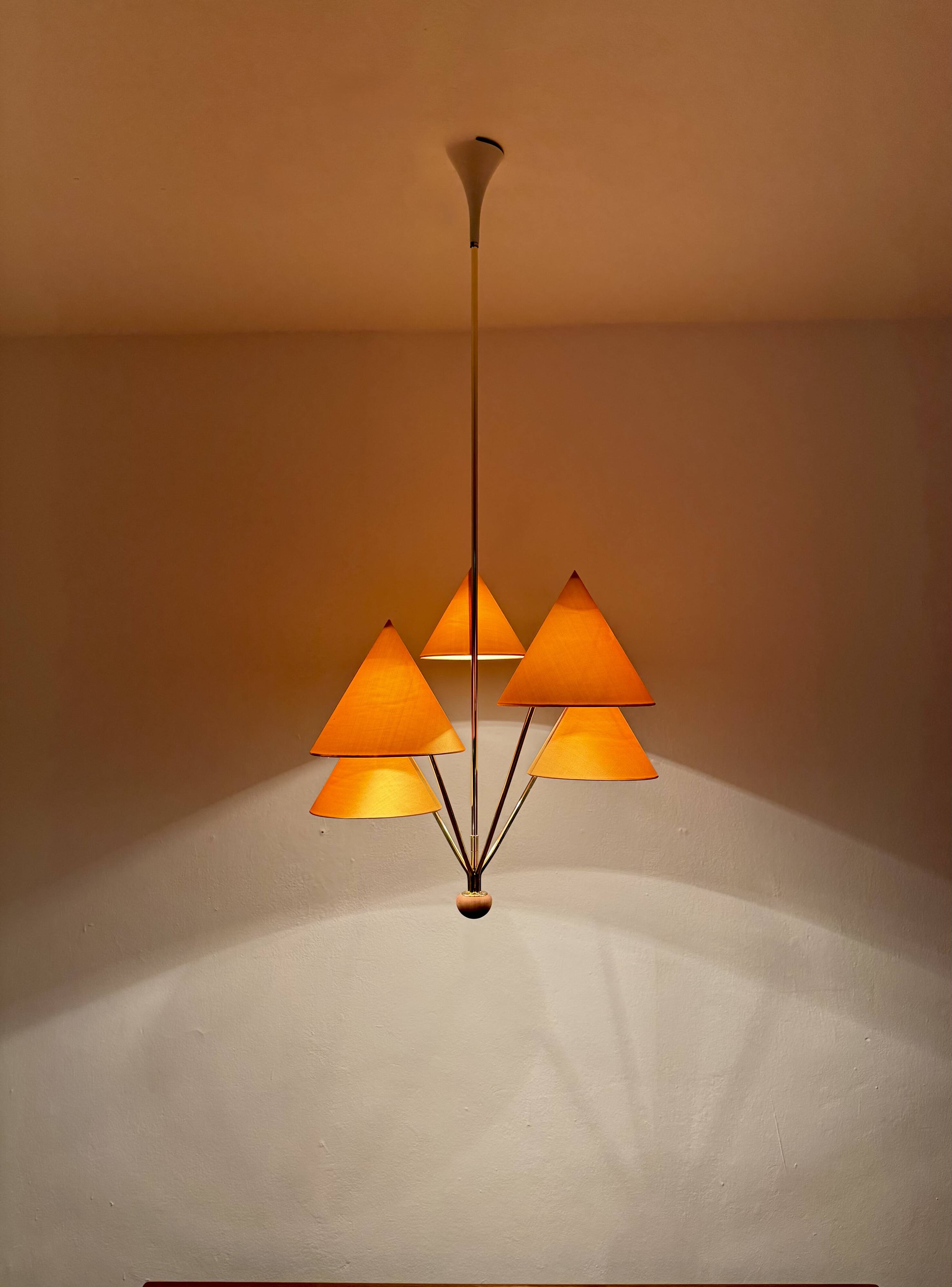 Beautiful Brass Chandelier by Rupert Nikoll