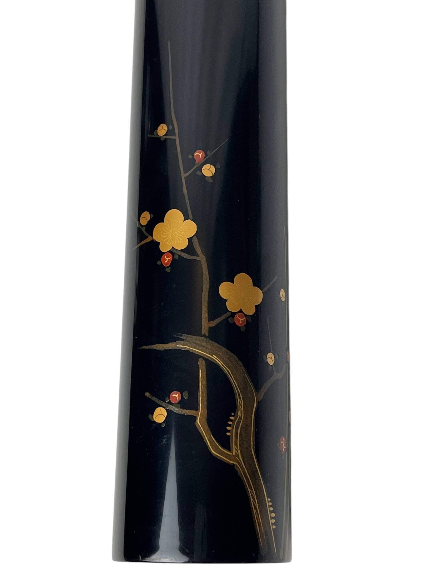 Japon, vase rouleau bois laqué Wajima décor floral XXème