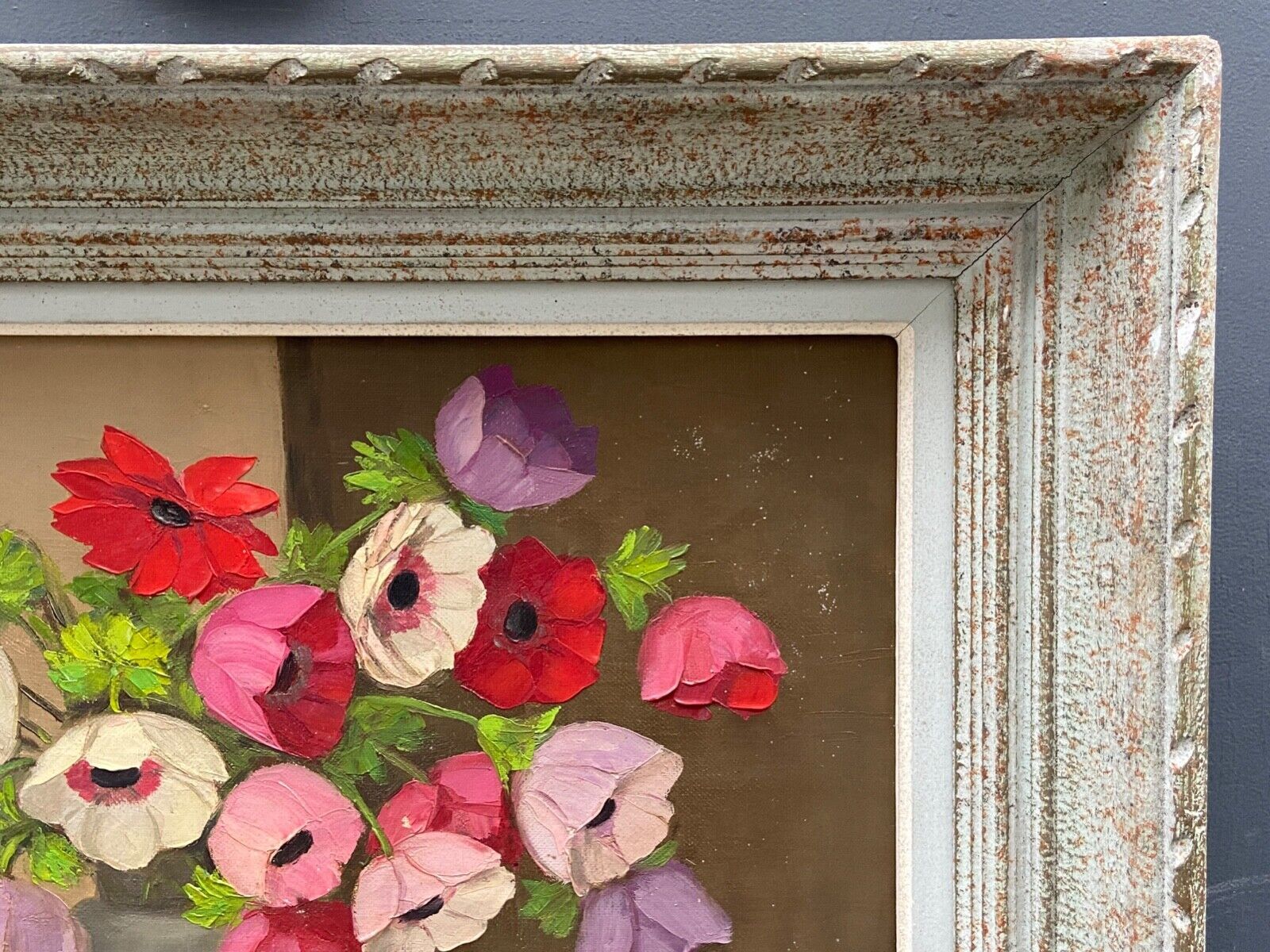 Oil on canvas still life by primo dolzan xxth bouquet of flowers