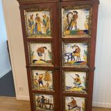 Spanish cabinet with 8 earthenware plates
