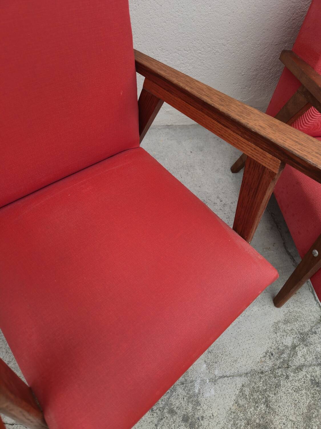 Vintage 1950s children's sofa and two armchairs with compass feet