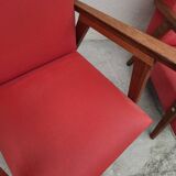 Vintage 1950s children's sofa and two armchairs with compass feet