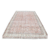 Tapis vintage turc floral oversize rose doux, 219x313 cm