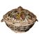 Antique French Faience Lidded Bowl Tureen Hand Painted with Flowers and Insects
